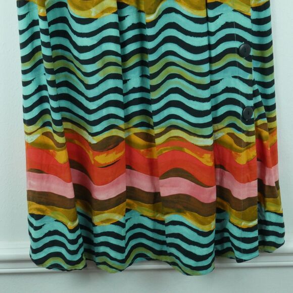 Anthropologie Small Midi Skirt Waves Multicolor Boho Coastal Quirky Maximalist - Picture 3 of 6